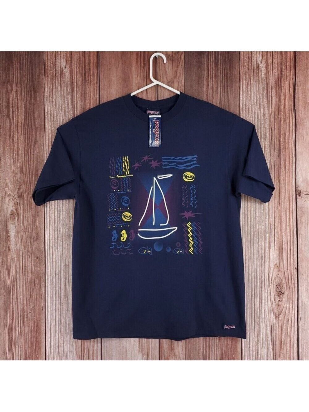 Vintage 90s Jansport Mens Size XL Resort Tee T-Shirt Navy Blue Made in USA